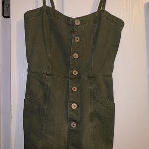 Army Green Romper with Pockets